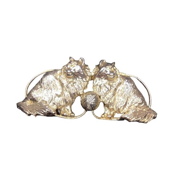 Mimi Di N 1989 Fluffy Feline Cat Gold Tone Metal Vintage Belt Buckle RARE Find! - Picture 1 of 7